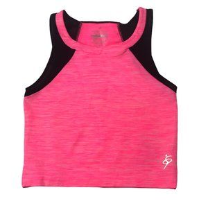 AMAZING SPORTS Crop Top Sports Bra Pink Black Women's Small S/M Stretchy Neon